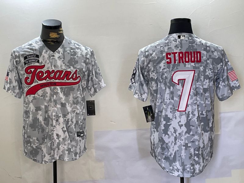 Men Houston Texans #7 Stroud Nike Arctic Camo 2024 Salute to Service Limited NFL Jersey style 3